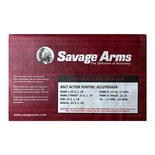 Savage Arms Bolt Action rimfire accutrigger Owner's manual