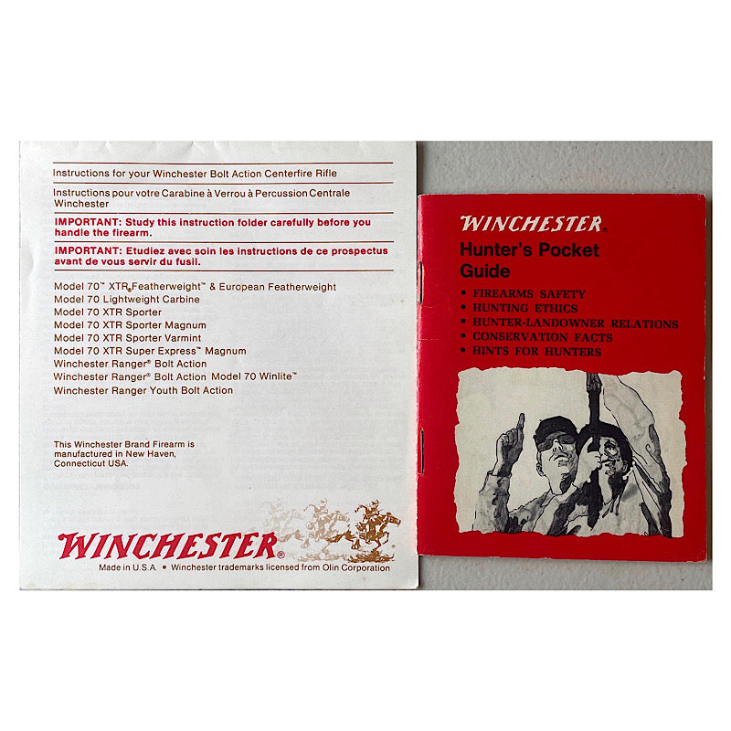 Winchester Model 70 & Ranger Rifle owner's manual, Winchester Hunter's Pocket guide with Winchester Canada inside - Canada Brass - 