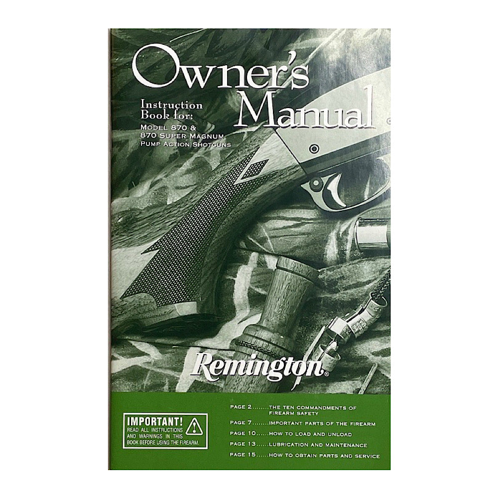 Remington Owner's Manual Model 870 Express Pump Action Shotgun 19 pgs - Canada Brass - 