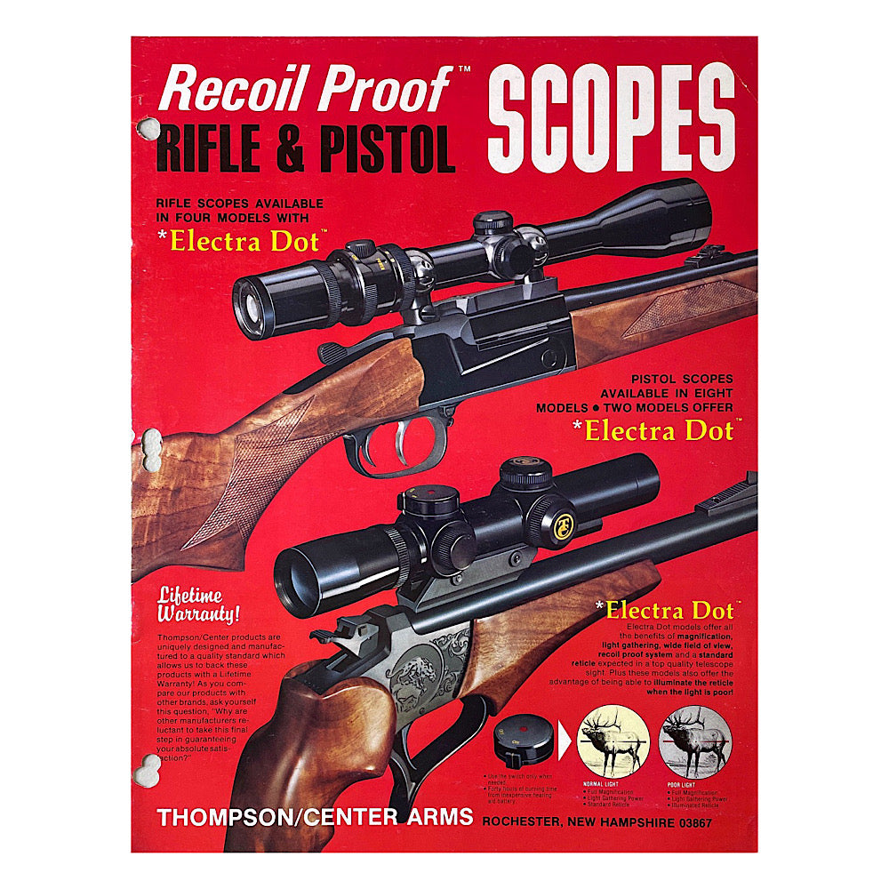 Weaver Scope Catalogue 1978 steel lite II, Hole punched Thompson Center scope Catalogue - Canada Brass - 