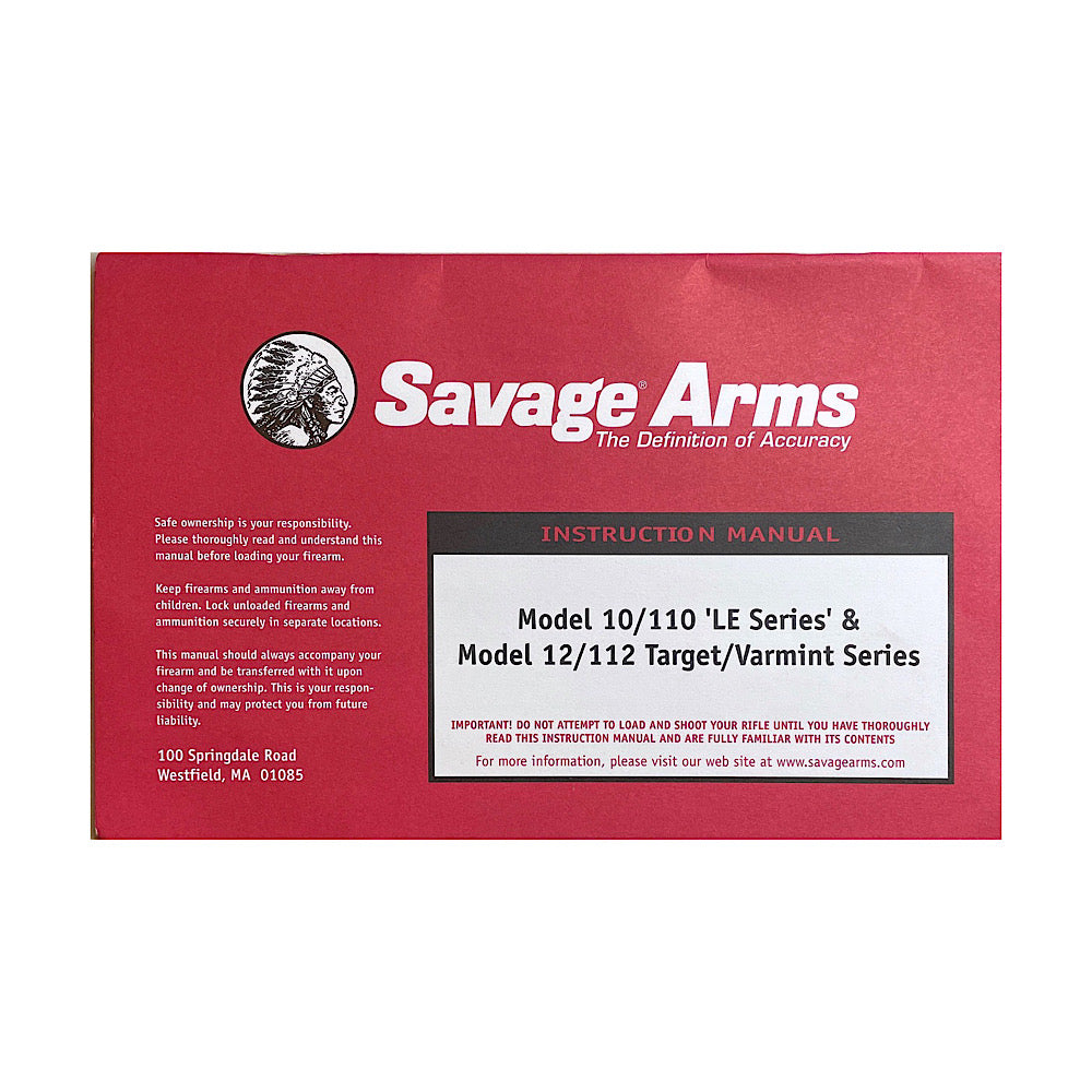 Savage Arms Mod 10/110 LE Series &amp; Mod 12/112 Target Varmint Series owner's Manual - Canada Brass - 