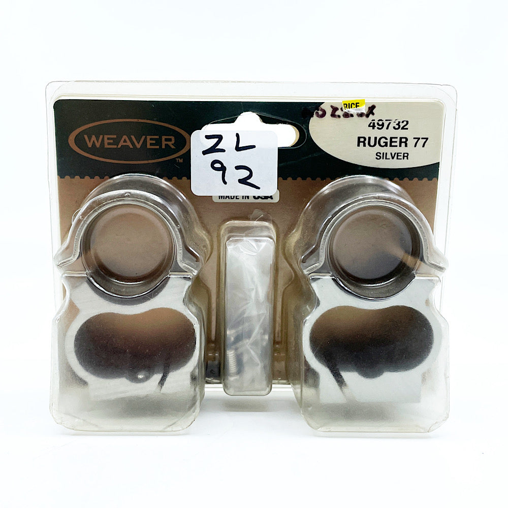 #49732 Weaver See Silver 1" Rings for Ruger 77 in box