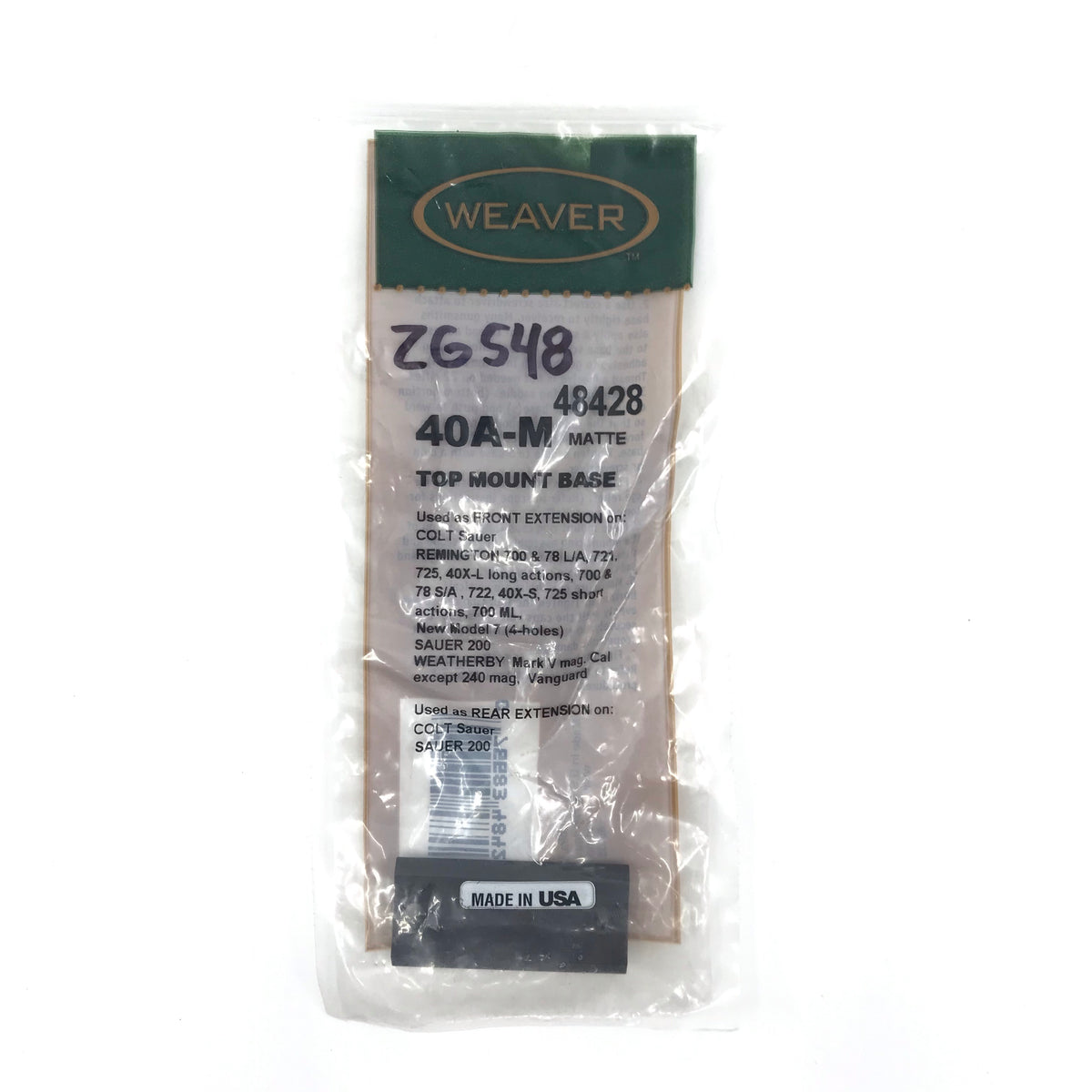 Weaver 48428 Top Mount Extension Base 40A-M Matte