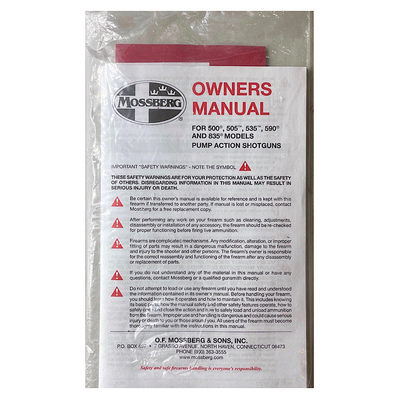 Mossberg Model 500, 505, 535, 590 and 835 Pump action shotgun Owner's Manual - Canada Brass - 