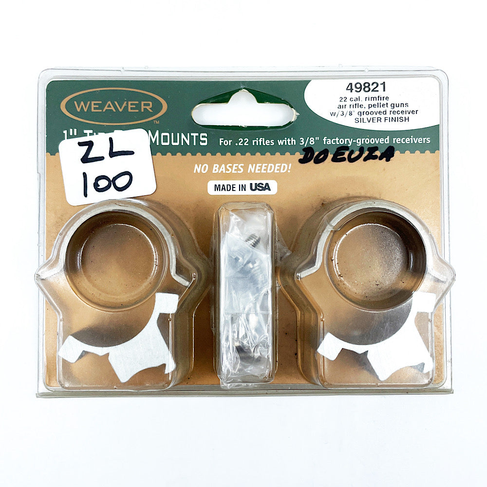 #49821 Weaver Silver 1" 3/8" Grooved Receiver Rings in box