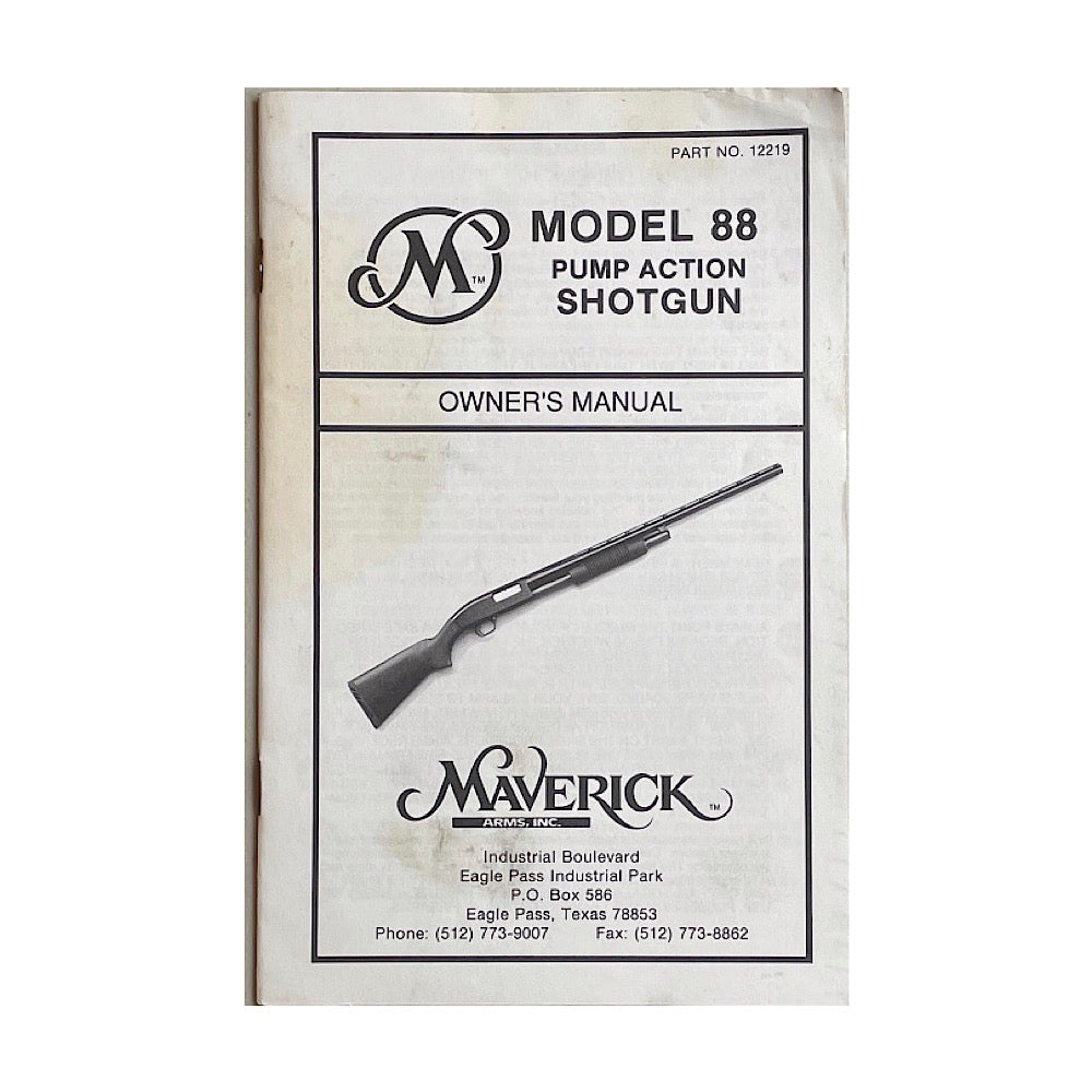 Maverick Arms Inc. Owner's Manual for Model 88 Pump Action Shotgun 20pgs - Canada Brass - 