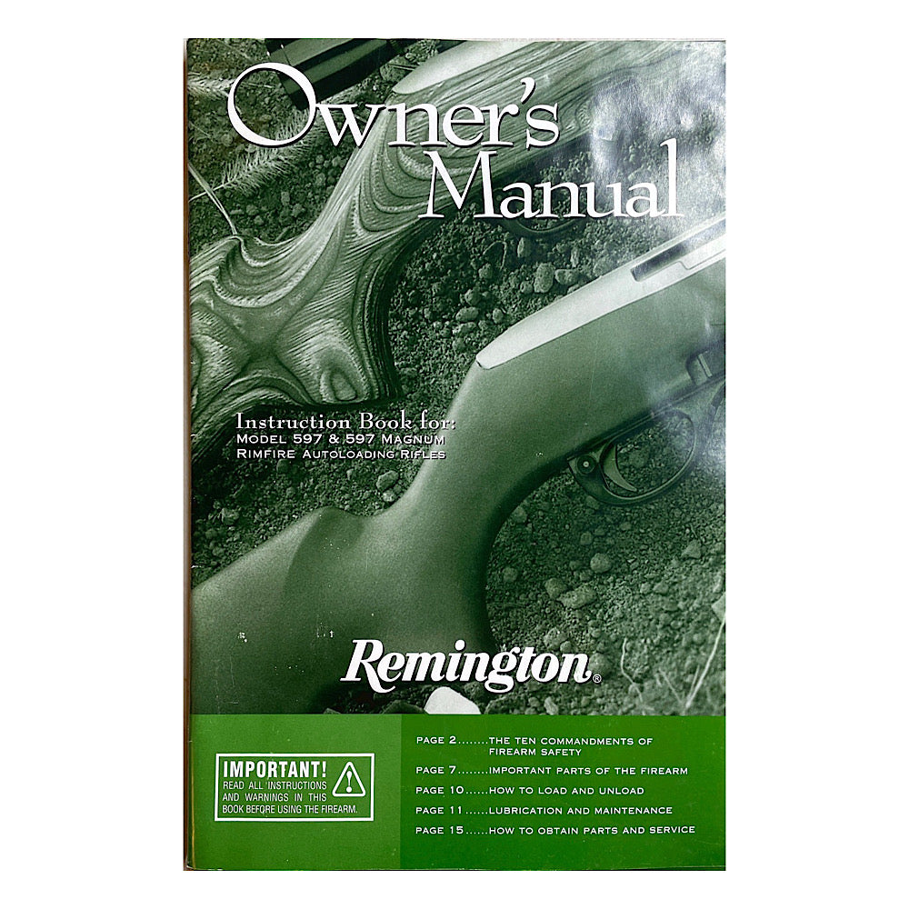 Remington Owner's Manual for Model 587 & 597 Magnum Rimfire Autoloading Rifles - Canada Brass - 