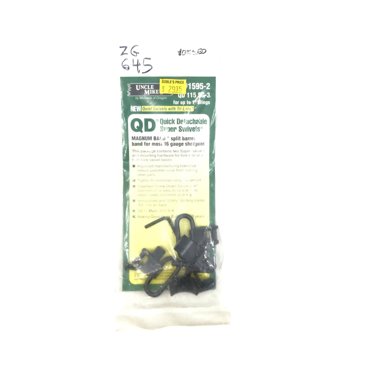 Uncle Mikes QD Swivels 115 SG3 1599-2 for Bretta 12GA &amp; Most Makes 16GA etc.