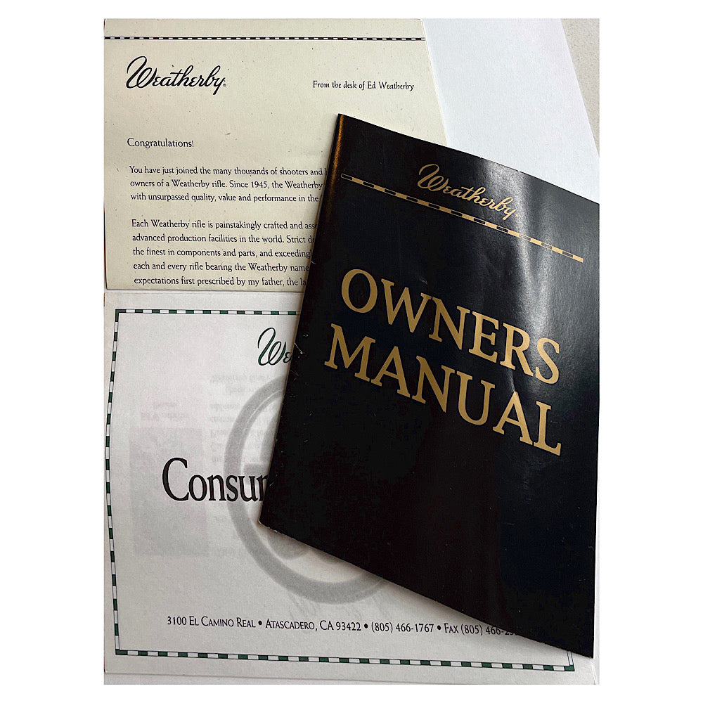 Weatherby Owner's Manual for Mark V and Mark V Varmintmaster - Canada Brass - 