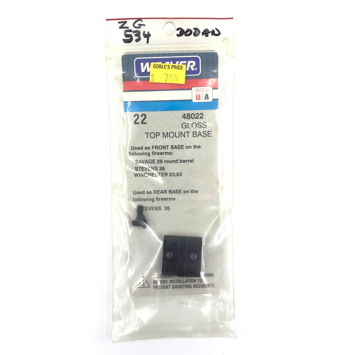 Weaver 48022 Front Top Mount Base #22