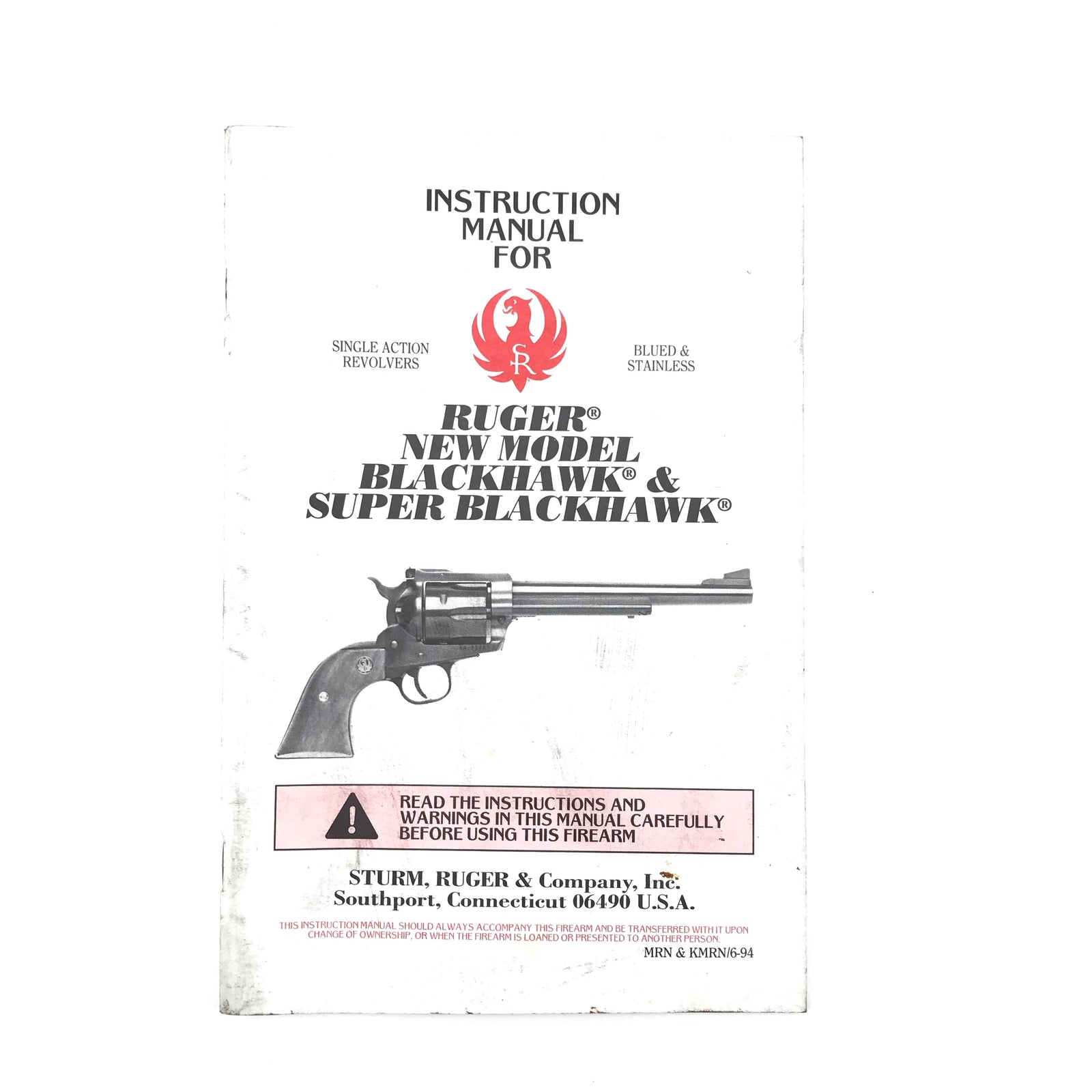 Instruction Manual for Ruger New Model Blackhawk & Super Blackhawk